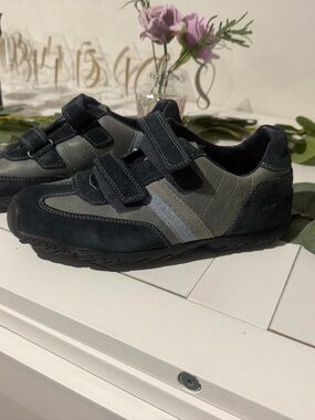 Timberland Kids Black and Gray Velcro Athletic Shoes